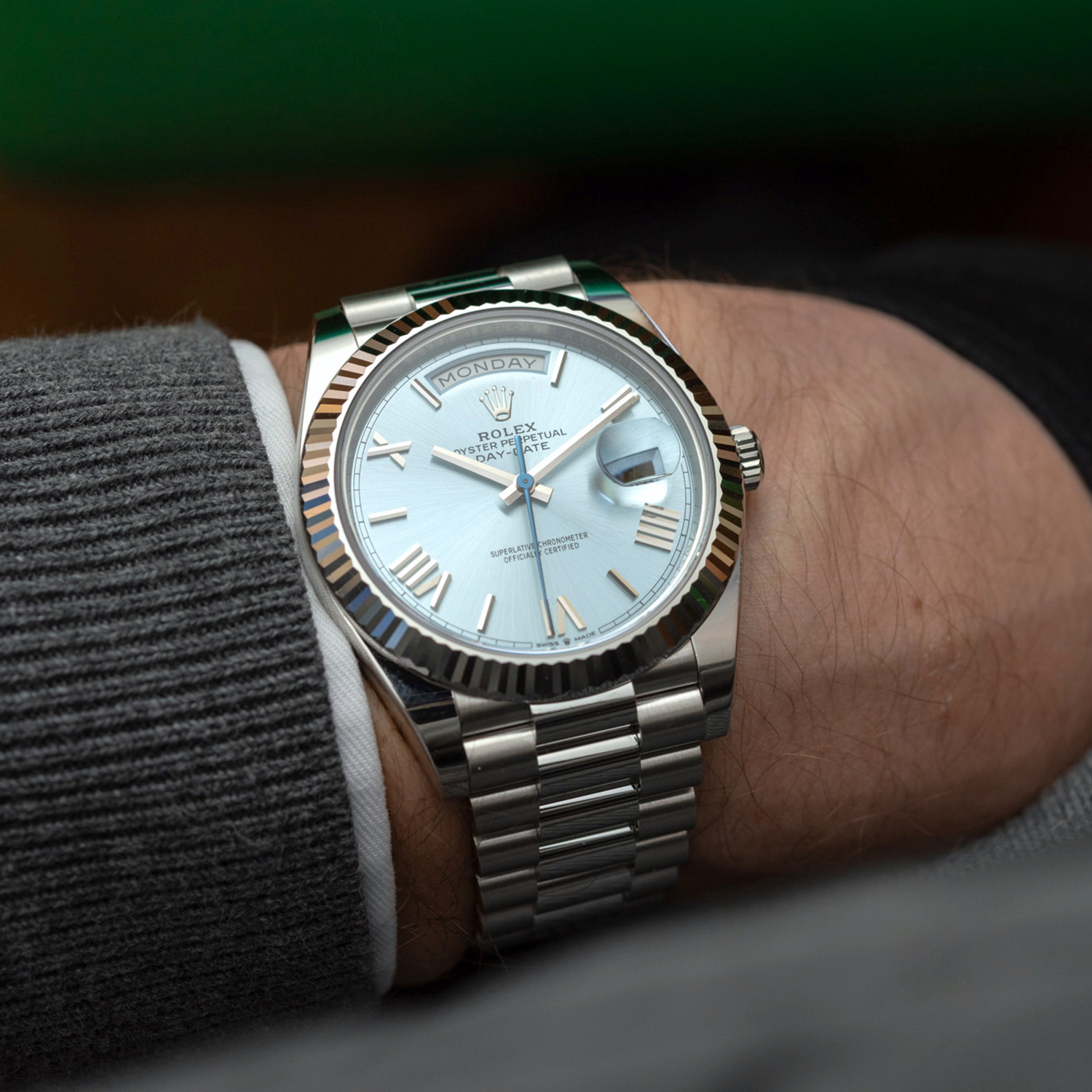 Rolex Oyster Perpetual Day-Date President 40mm in Platinum with Ice-Blue Dial Men's Watch 228236-0012 Unworn - LITELUX