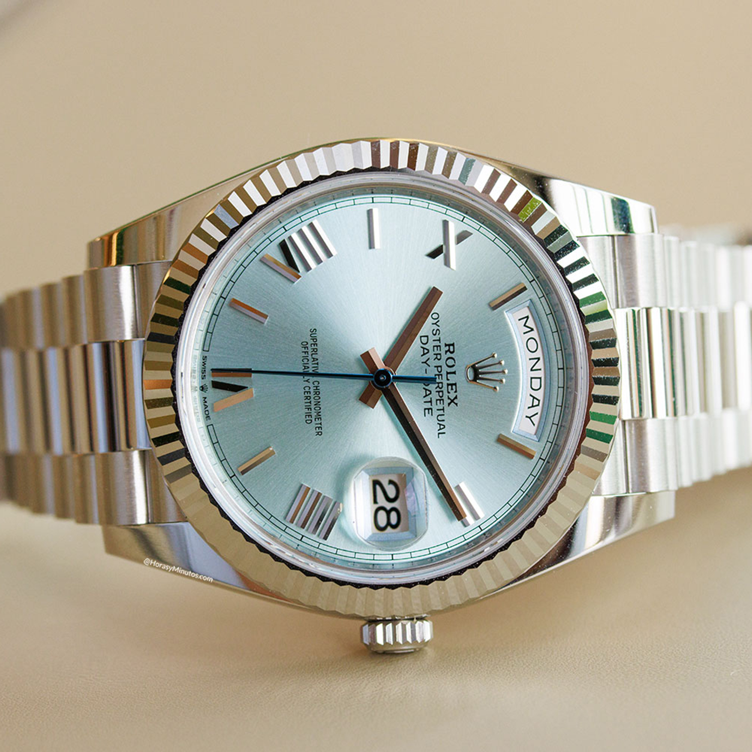 Rolex Oyster Perpetual Day-Date President 40mm in Platinum with Ice-Blue Dial Men's Watch 228236-0012 Unworn - LITELUX