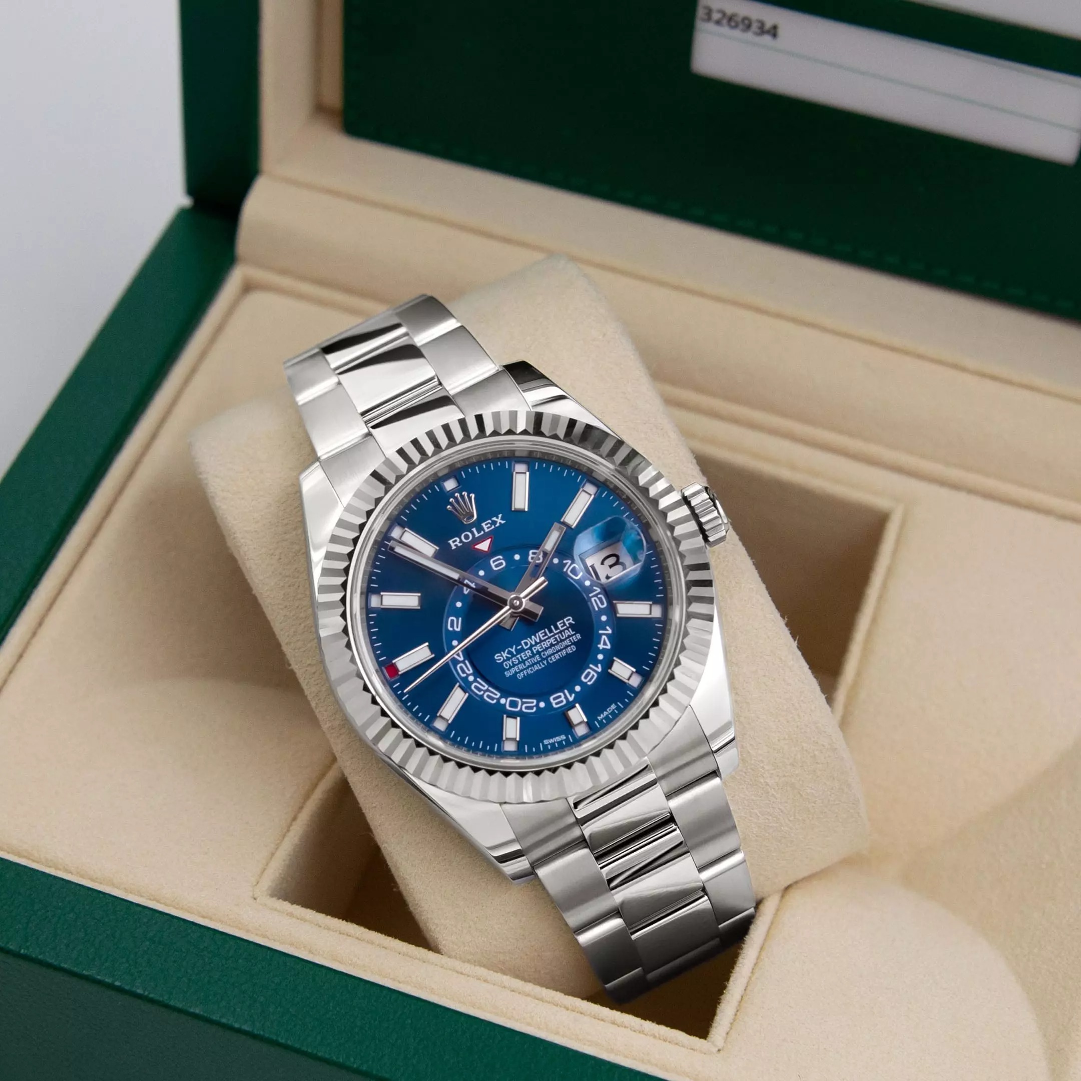 Sky-Dweller Blue Dial Steel White Gold Mens Watch 326934 - LITELUX