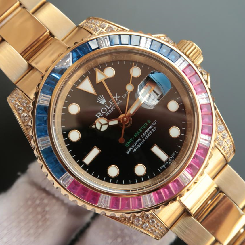 Rolex SUBMARINER GOLDEN BLUE / RED DIAMOND BLACK DIAL 40MM - LITELUX