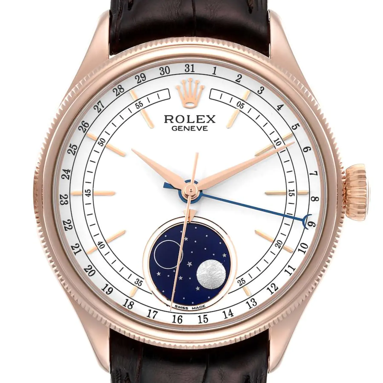 Rolex Cellini Moonphase White Dial Rose Gold 39mm Mens Watch 50535 Ne - LITELUX