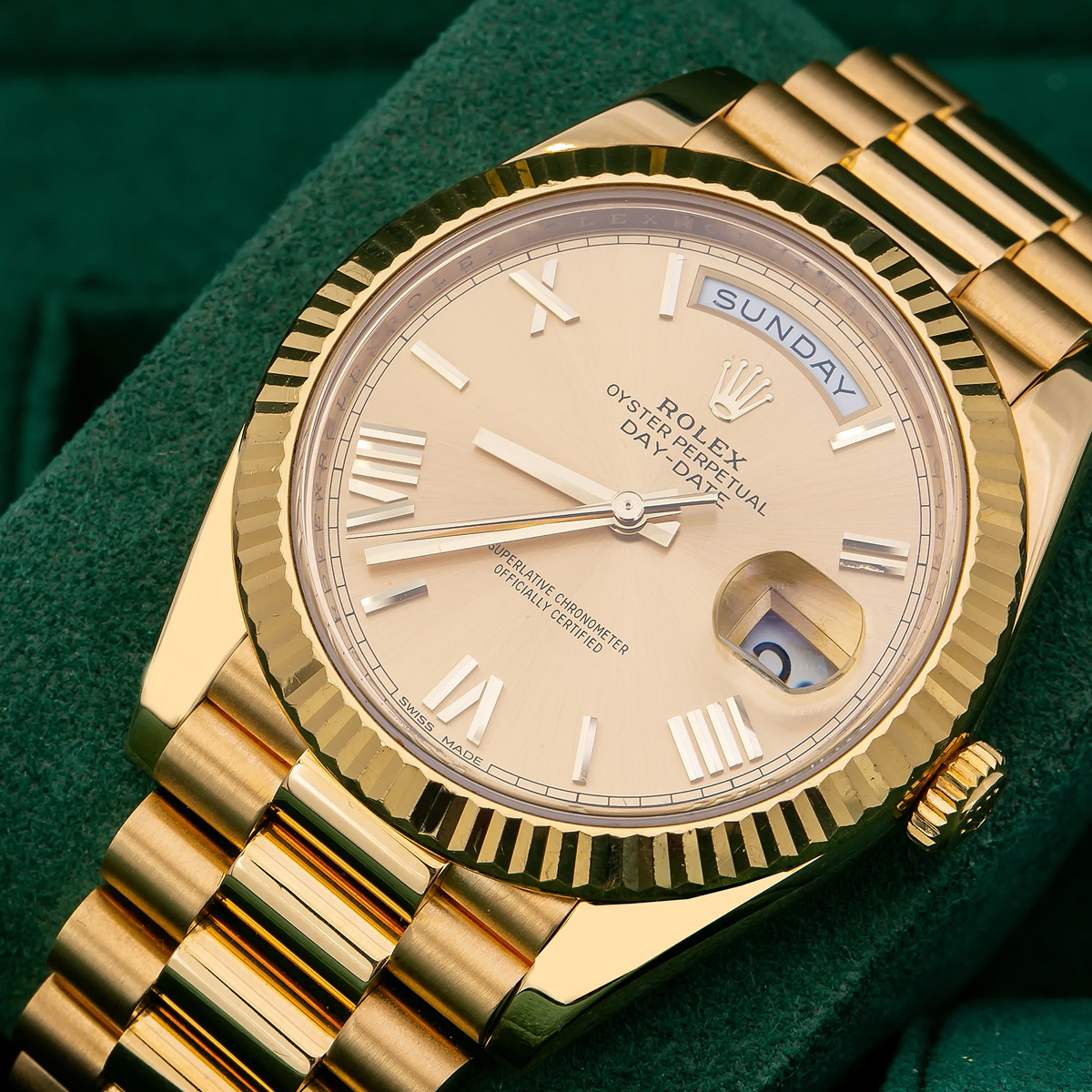 ROLEX 228238 DAY-DATE 40MM PRESIDENT 18K YELLOW GOLD SILVER ROMAN DIAL - LITELUX