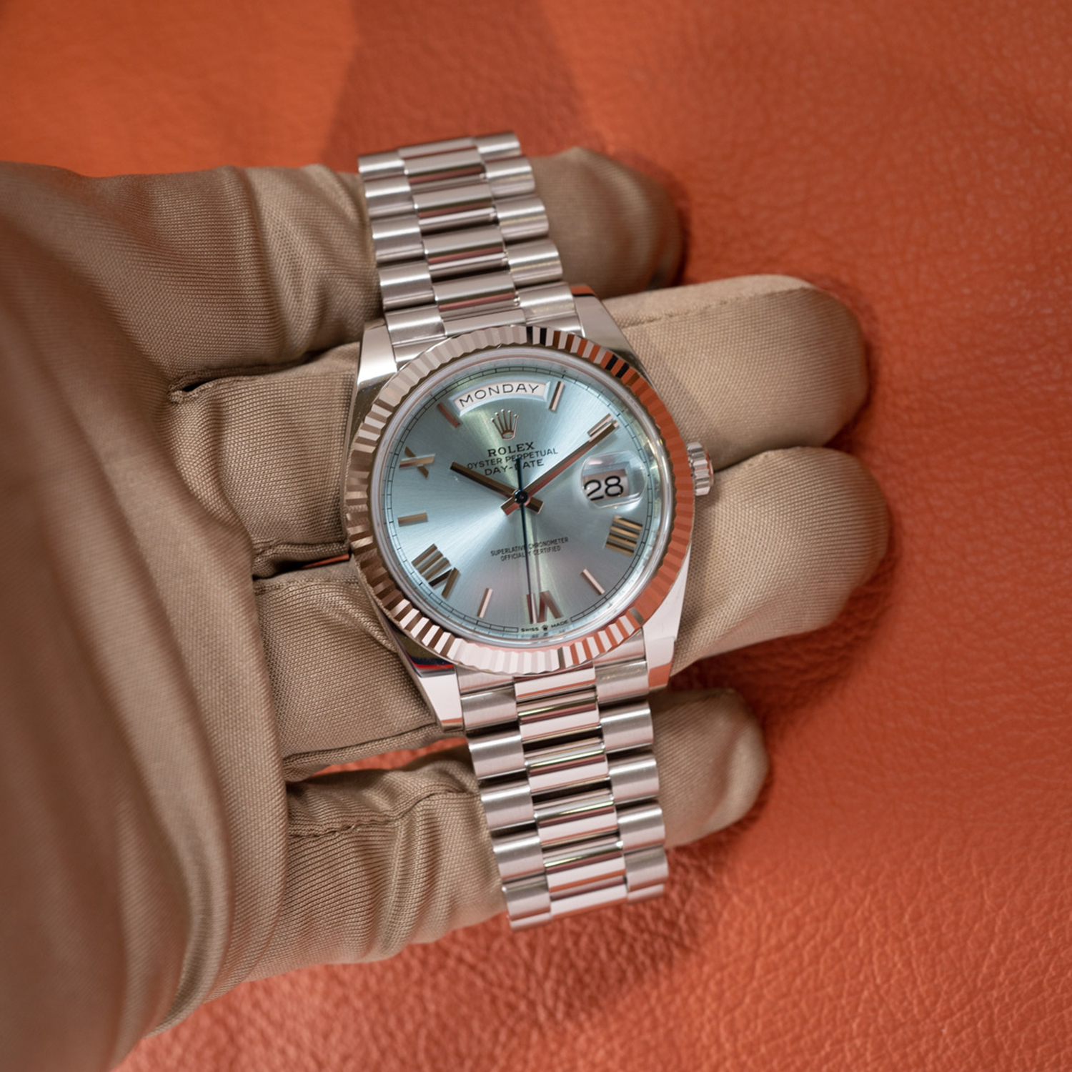 Rolex Oyster Perpetual Day-Date President 40mm in Platinum with Ice-Blue Dial Men's Watch 228236-0012 Unworn - LITELUX