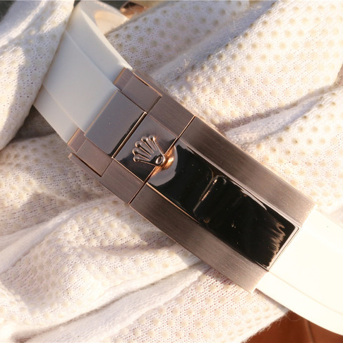 Yacht-Master 1 Baymax Rose Gold Mix White Rubber Strap 40mm - LITELUX