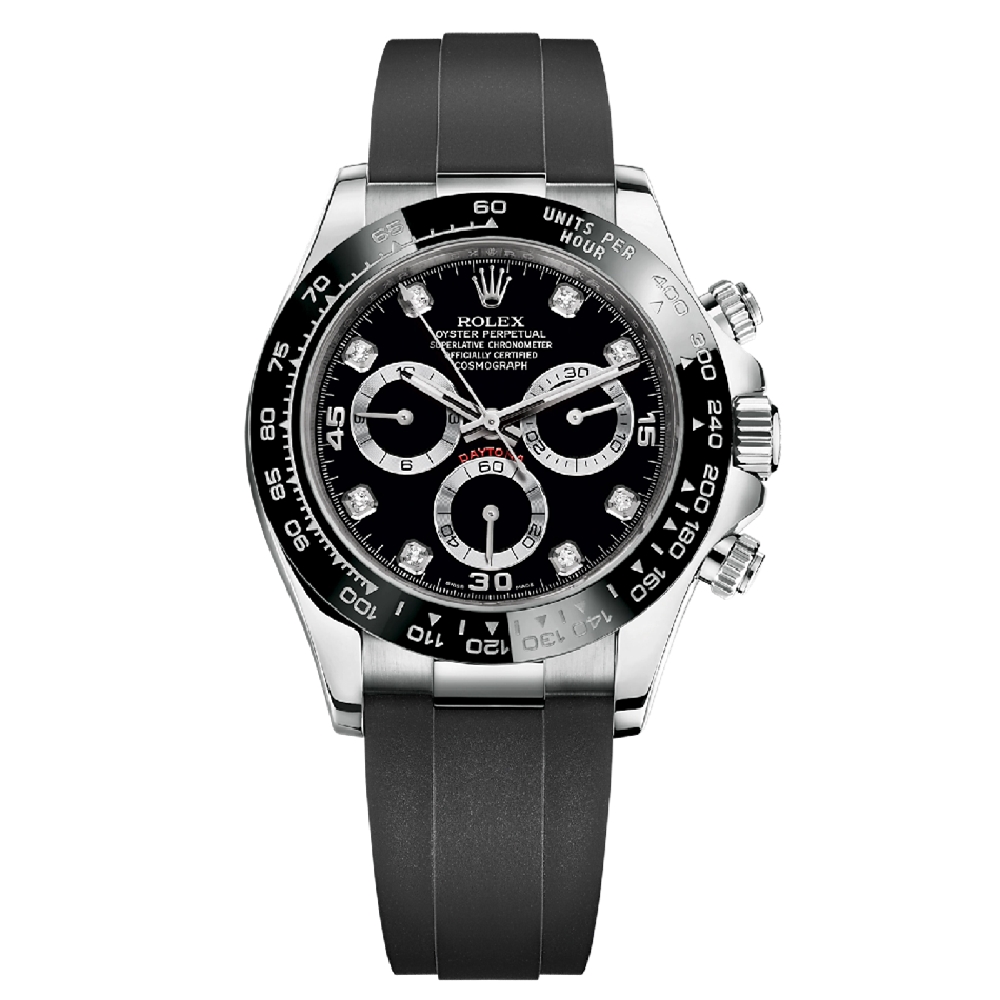 Rolex Daytona White Gold Black Dial Oysterflex Strap 116519LN-0025 Unworn - LITELUX