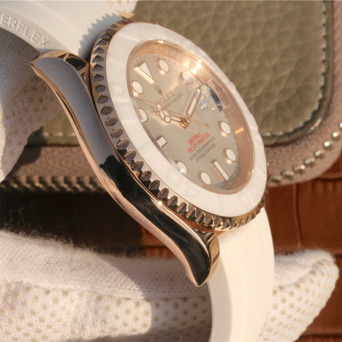 Yacht-Master 1 Baymax Rose Gold Mix White Rubber Strap 40mm - LITELUX
