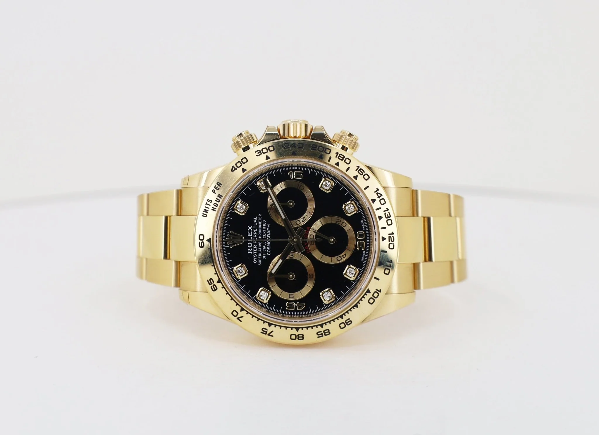 Rolex Yellow Gold Cosmograph Daytona 40 Watch - Black Diamond Dial - 116508 bkd - LITELUX