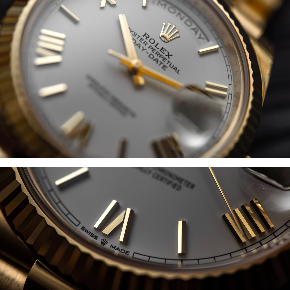 ROLEX 228238 DAY-DATE 40MM PRESIDENT 18K YELLOW GOLD SILVER ROMAN DIAL - LITELUX