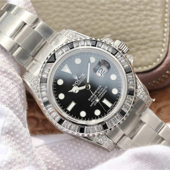 Submariner Silver Black Diamond 40mm - LITELUX