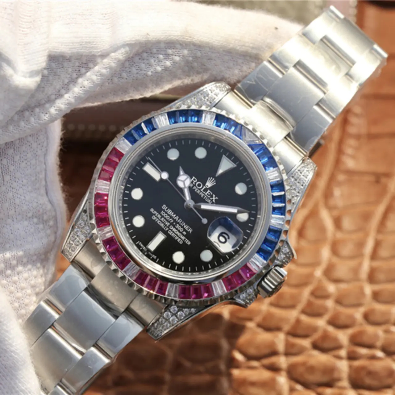 Rolex SUBMARINER SILVER BLUE / RED DIAMOND 40MM - LITELUX