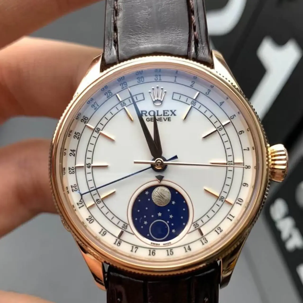 Rolex Cellini Moonphase White Dial Rose Gold 39mm Mens Watch 50535 Ne - LITELUX