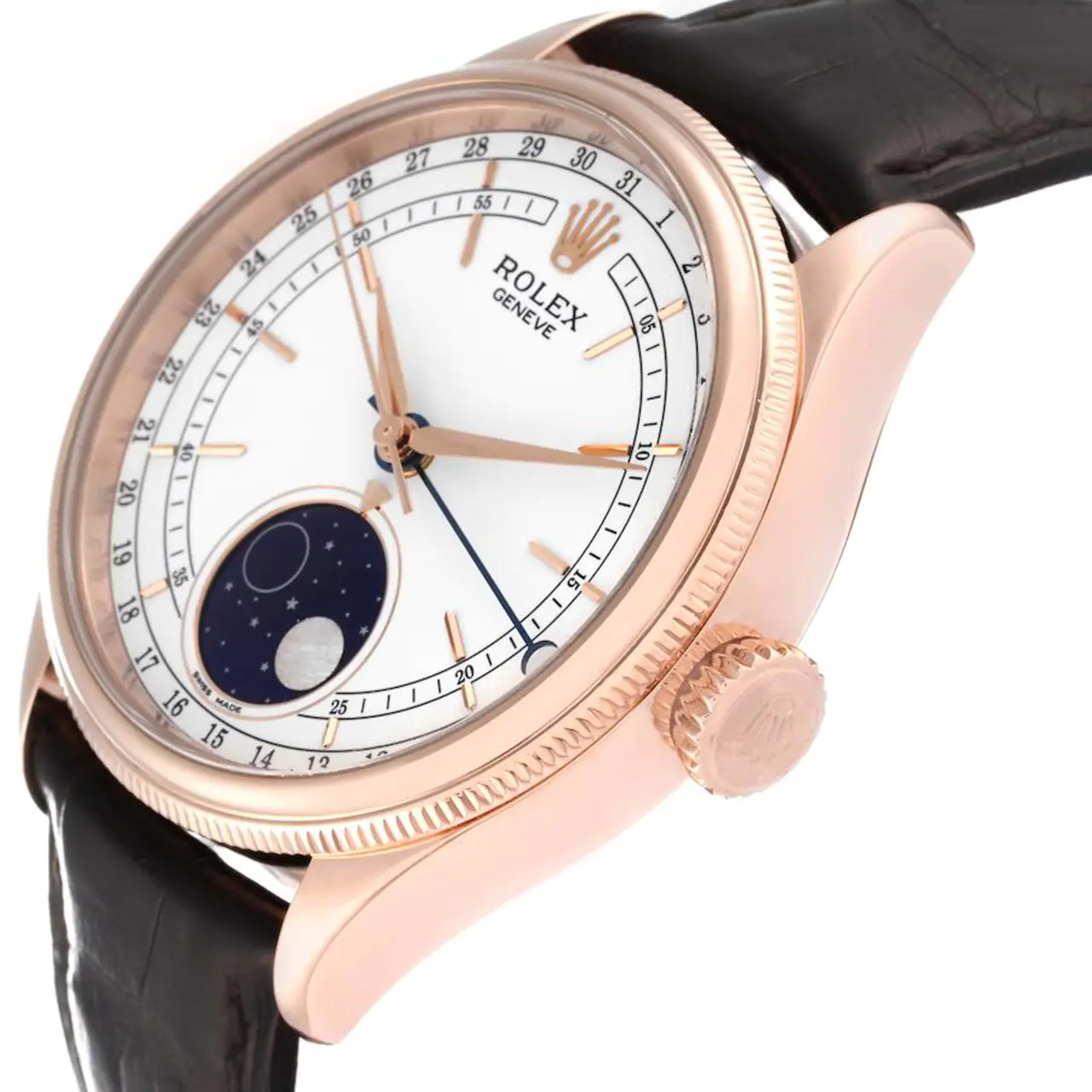 Rolex Cellini Moonphase White Dial Rose Gold 39mm Mens Watch 50535 Ne - LITELUX