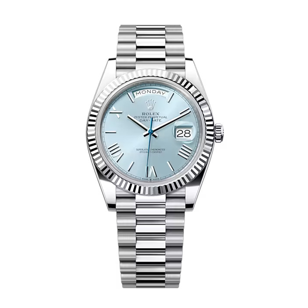 Rolex Oyster Perpetual Day-Date President 40mm in Platinum with Ice-Blue Dial Men's Watch 228236-0012 Unworn - LITELUX