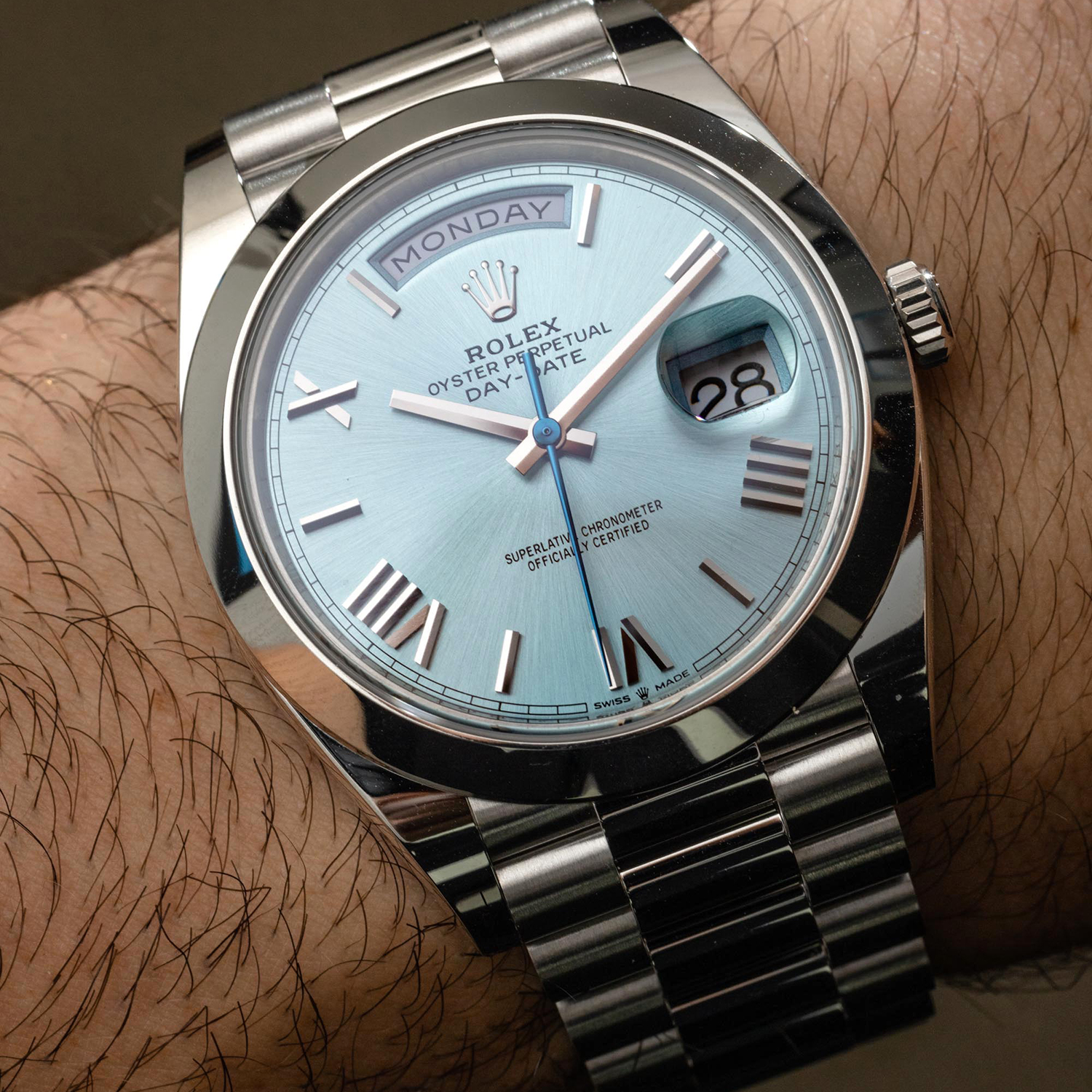 Rolex Oyster Perpetual Day-Date President 40mm in Platinum with Ice-Blue Dial Men's Watch 228236-0012 Unworn - LITELUX