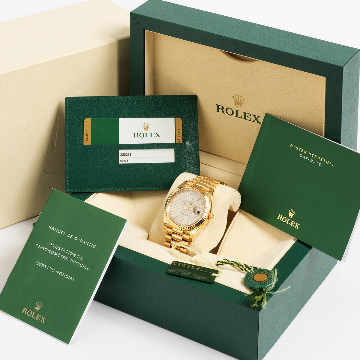 ROLEX 228238 DAY-DATE 40MM PRESIDENT 18K YELLOW GOLD SILVER ROMAN DIAL - LITELUX