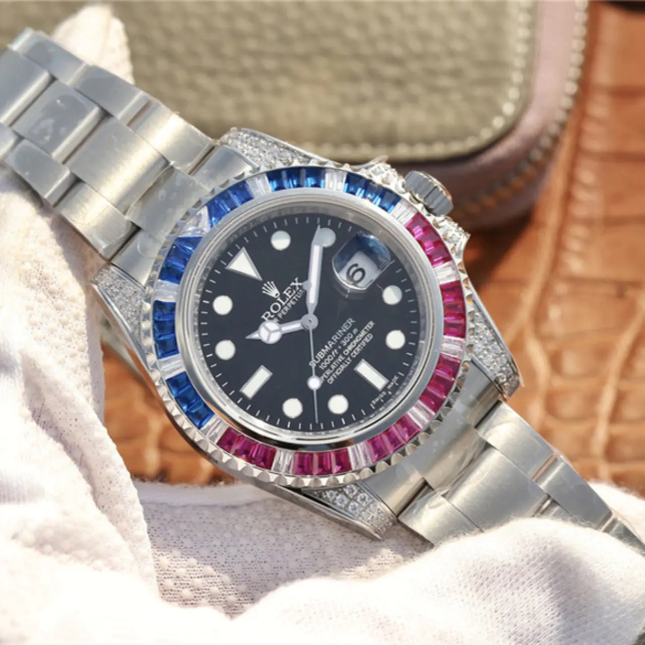 Rolex SUBMARINER SILVER BLUE / RED DIAMOND 40MM - LITELUX