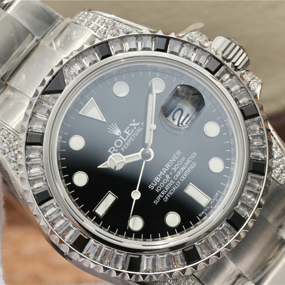 Submariner Silver Black Diamond 40mm - LITELUX