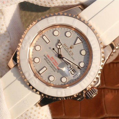 Yacht-Master 1 Baymax Rose Gold Mix White Rubber Strap 40mm - LITELUX
