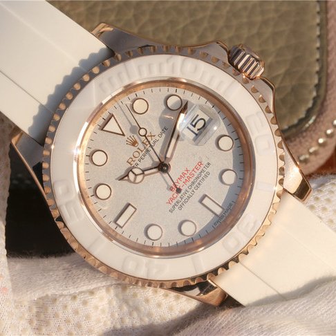 Yacht-Master 1 Baymax Rose Gold Mix White Rubber Strap 40mm - LITELUX