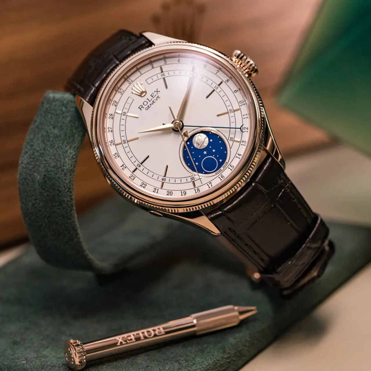 Rolex Cellini Moonphase White Dial Rose Gold 39mm Mens Watch 50535 Ne - LITELUX