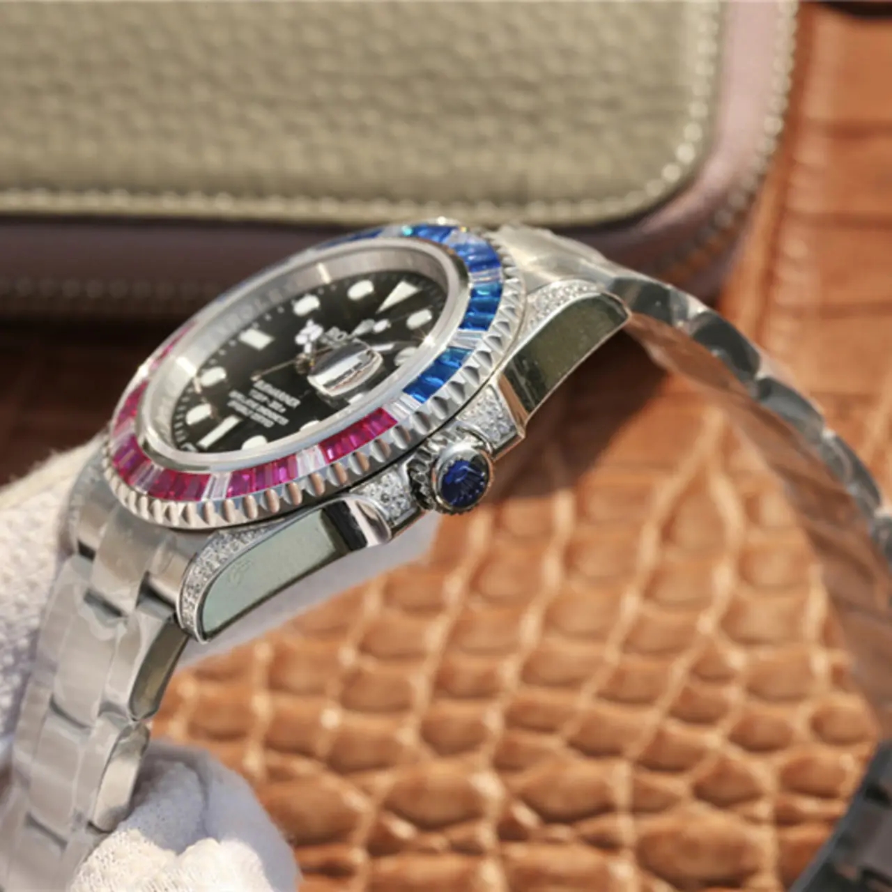 Rolex SUBMARINER SILVER BLUE / RED DIAMOND 40MM - LITELUX