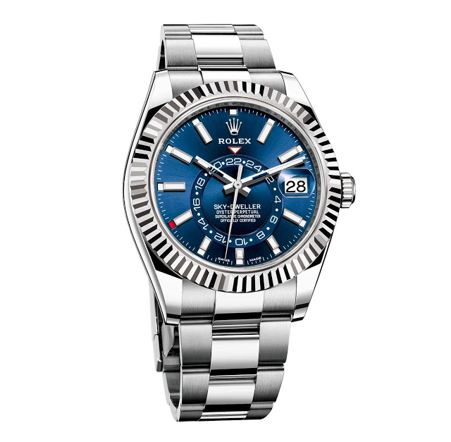 Sky-Dweller Blue Dial Steel White Gold Mens Watch 326934 - LITELUX