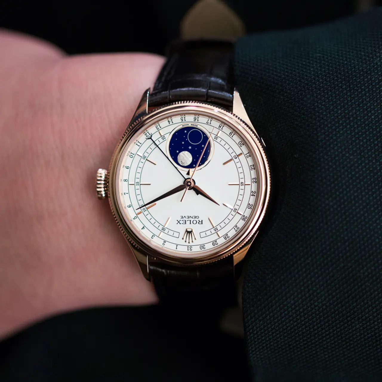 Rolex Cellini Moonphase White Dial Rose Gold 39mm Mens Watch 50535 Ne - LITELUX