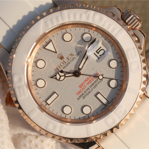 Yacht-Master 1 Baymax Rose Gold Mix White Rubber Strap 40mm - LITELUX