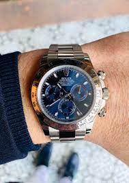 Rolex Daytona Blue Dial White Gold Chronograph Mens Watch - LITELUX