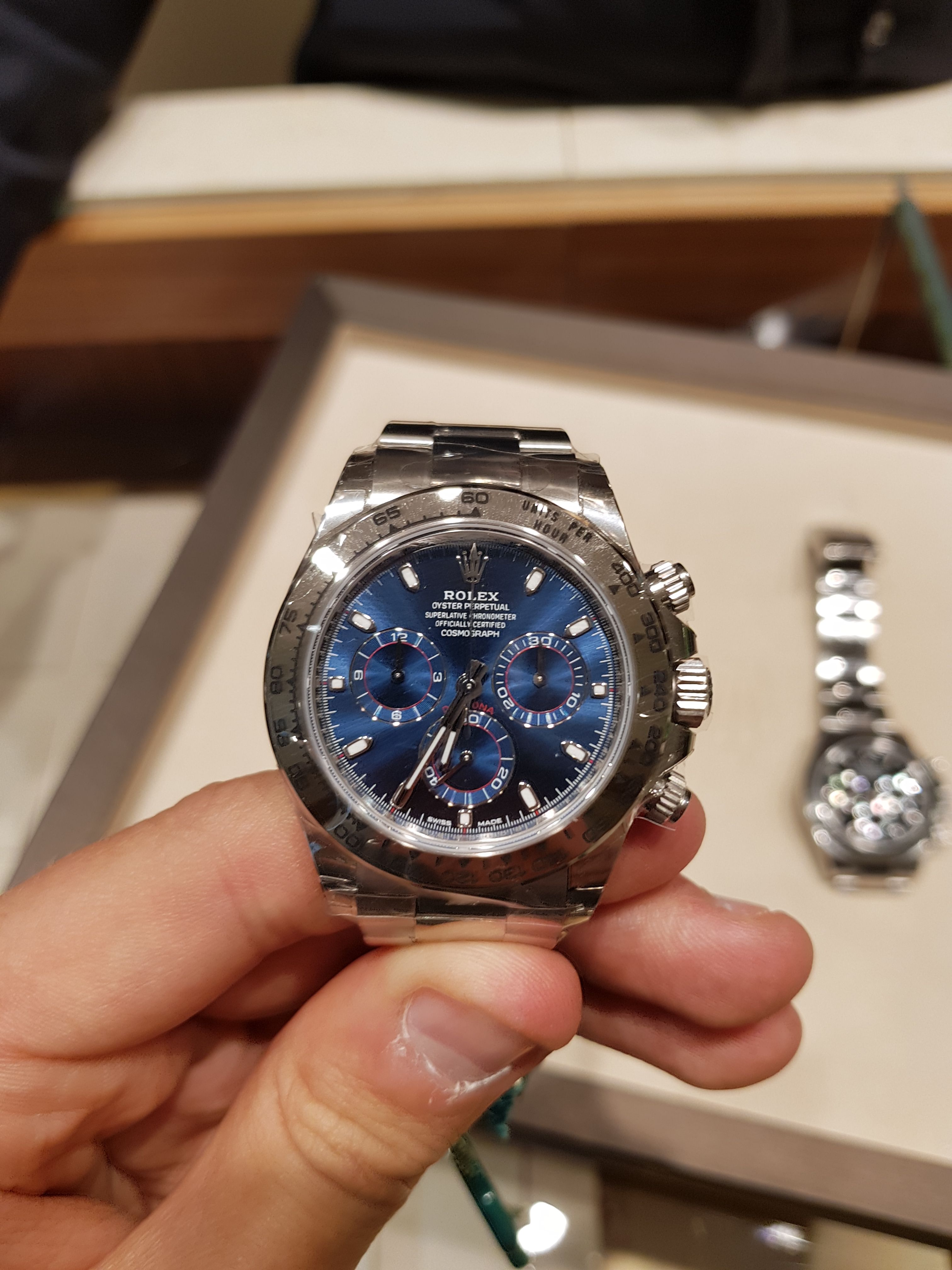 Rolex Daytona Blue Dial White Gold Chronograph Mens Watch - LITELUX