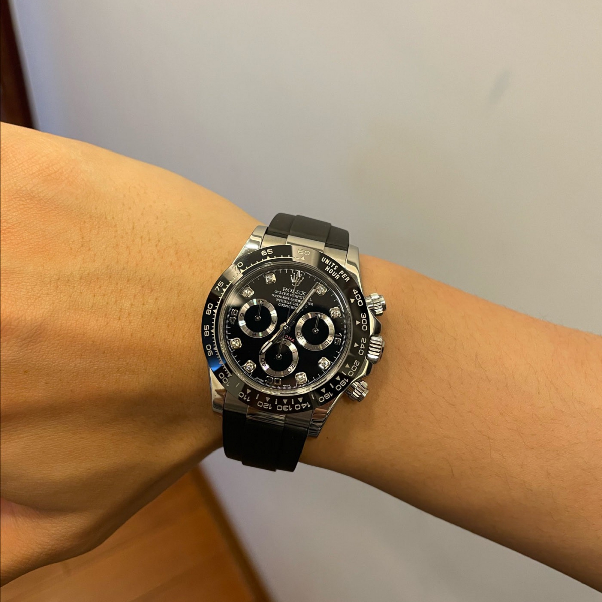 Rolex Daytona White Gold Black Dial Oysterflex Strap 116519LN-0025 Unworn - LITELUX