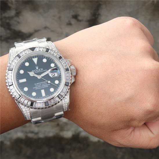 Submariner Silver Black Diamond 40mm - LITELUX