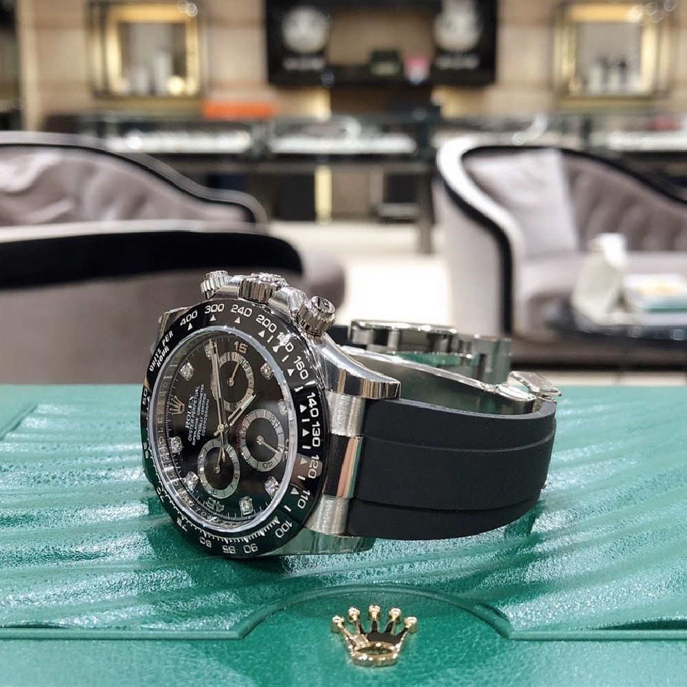 Rolex Daytona White Gold Black Dial Oysterflex Strap 116519LN-0025 Unworn - LITELUX