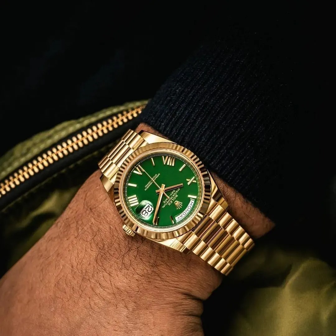 Rolex Day-Date Oyster 40 mm Yellow Gold Green Dial 228238 - LITELUX