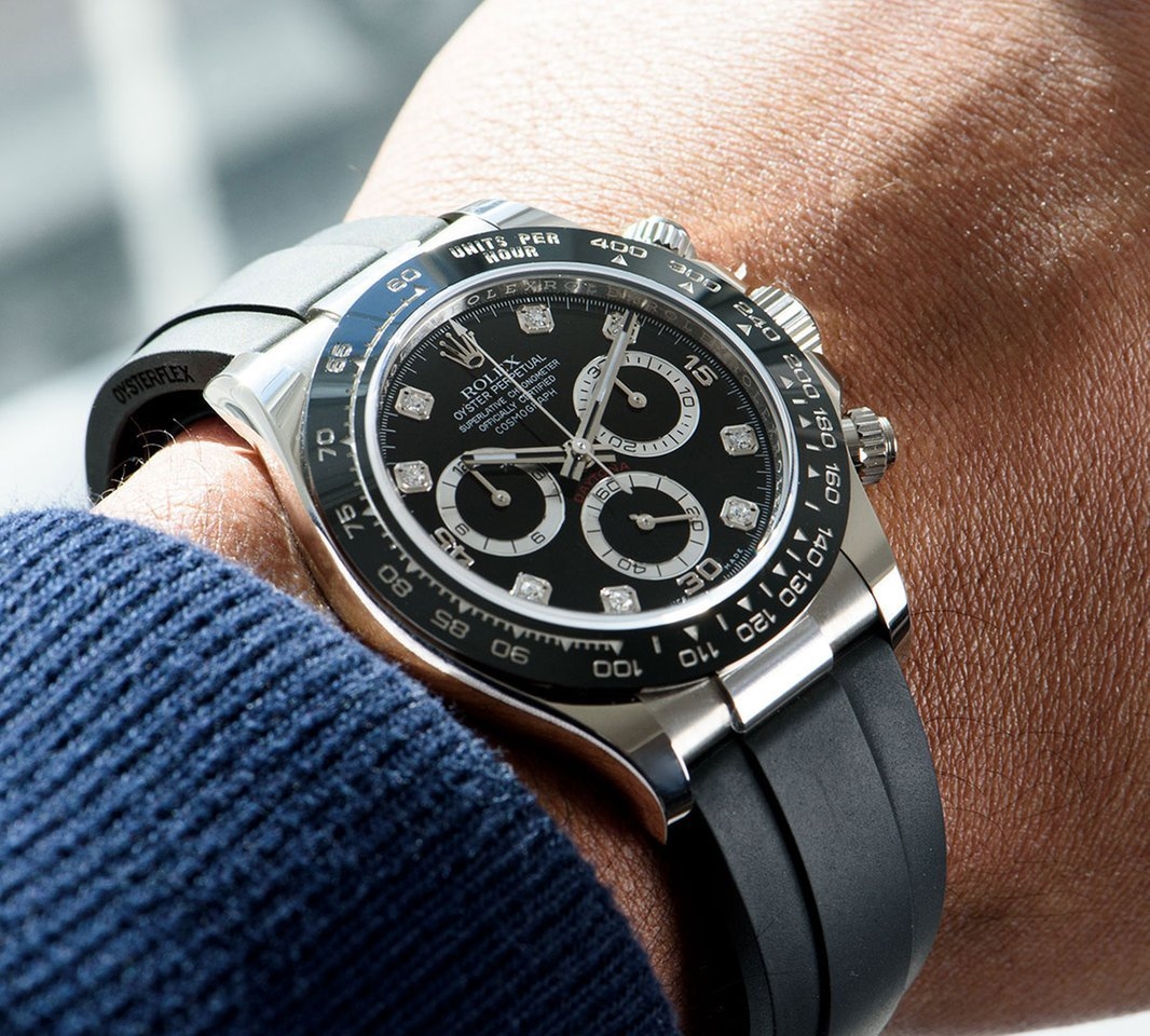 Rolex Daytona White Gold Black Dial Oysterflex Strap 116519LN-0025 Unworn - LITELUX