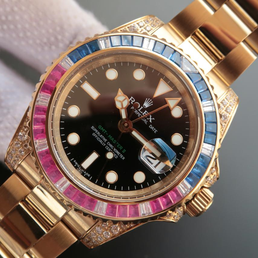 Rolex SUBMARINER GOLDEN BLUE / RED DIAMOND BLACK DIAL 40MM - LITELUX