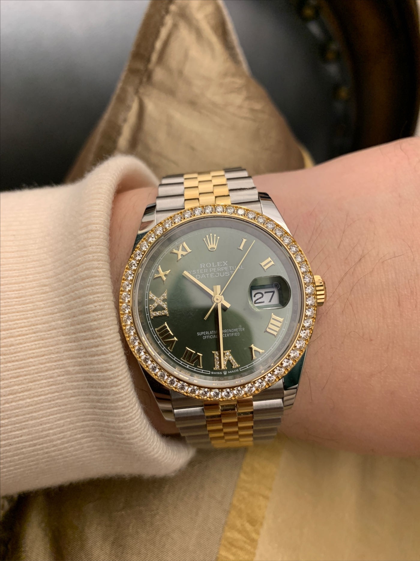 Rolex DATEJUST 36mm Oystersteel yellow gold and diamonds m126283rbr - LITELUX