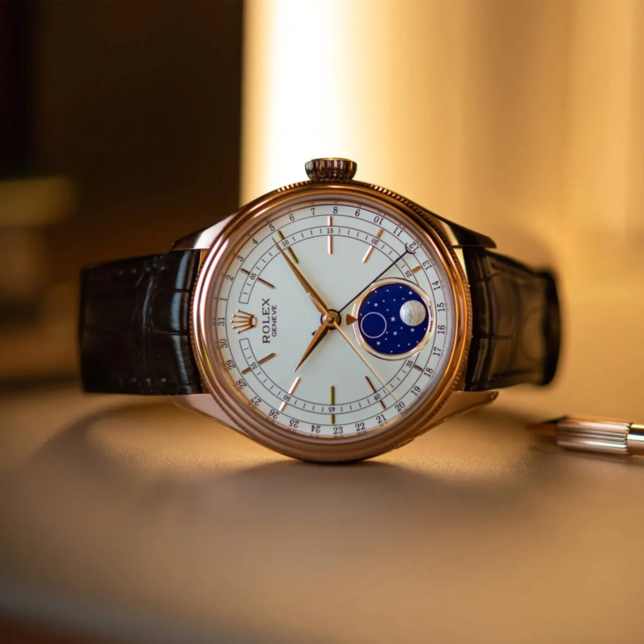 Rolex Cellini Moonphase White Dial Rose Gold 39mm Mens Watch 50535 Ne - LITELUX