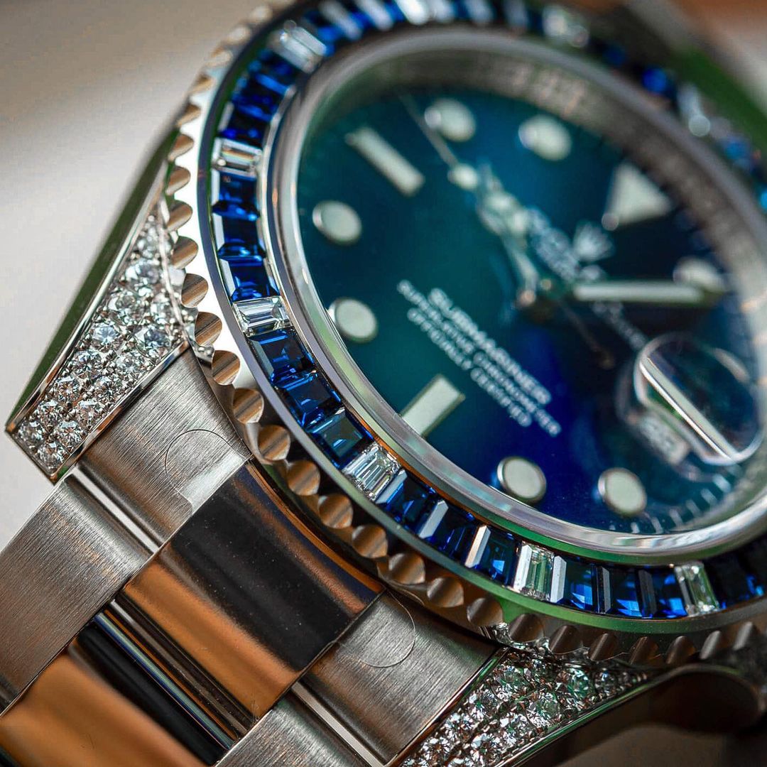 Rolex Submariner Date 116659 SABR 18K White Gold Diamonds Sapphires Unworn - LITELUX