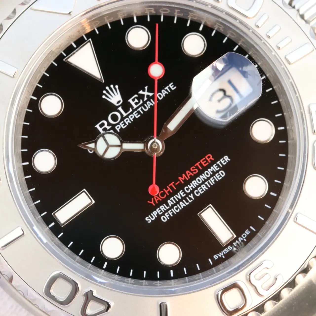 Rolex YACHT MASTER 1 PURE SILVER ( BLACK & WHITE DIAL ) STAINLESS STEEL 40MM - LITELUX