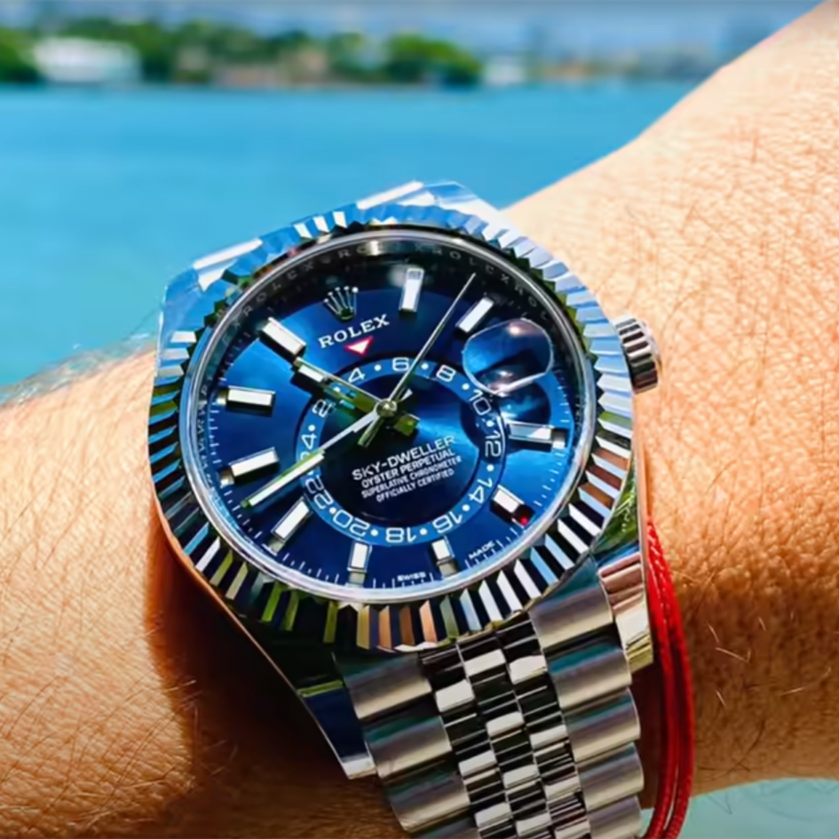 Sky-Dweller Blue Dial Steel White Gold Mens Watch 326934 - LITELUX