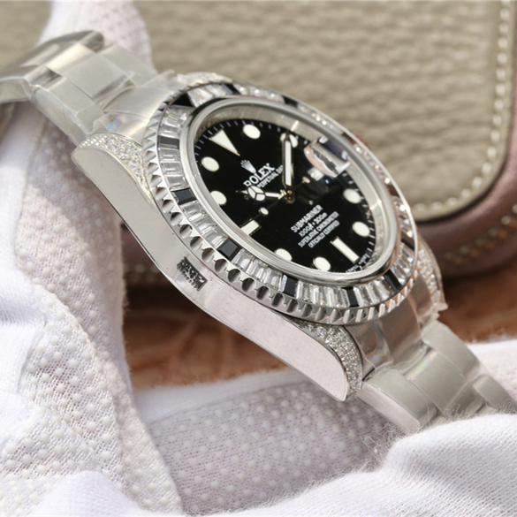 Submariner Silver Black Diamond 40mm - LITELUX