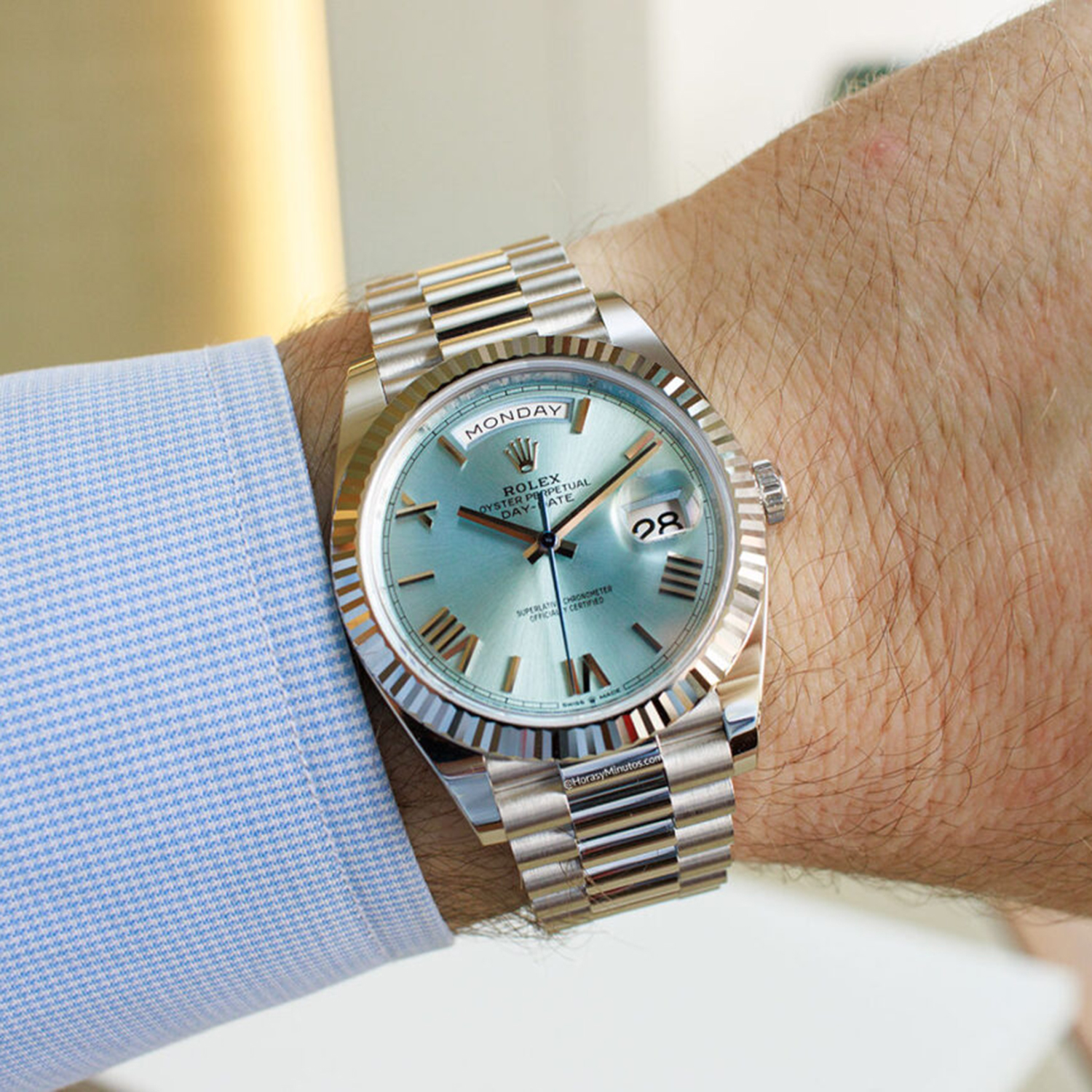 Rolex Oyster Perpetual Day-Date President 40mm in Platinum with Ice-Blue Dial Men's Watch 228236-0012 Unworn - LITELUX