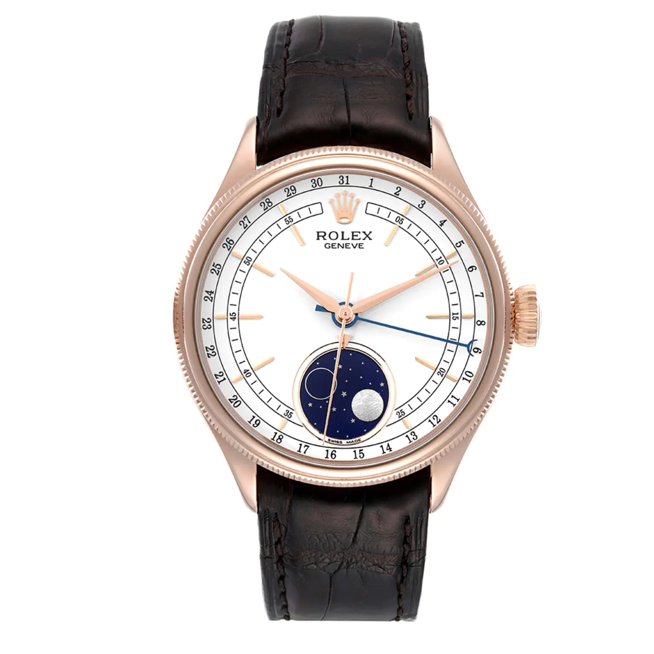 Rolex Cellini Moonphase White Dial Rose Gold 39mm Mens Watch 50535 Ne - LITELUX