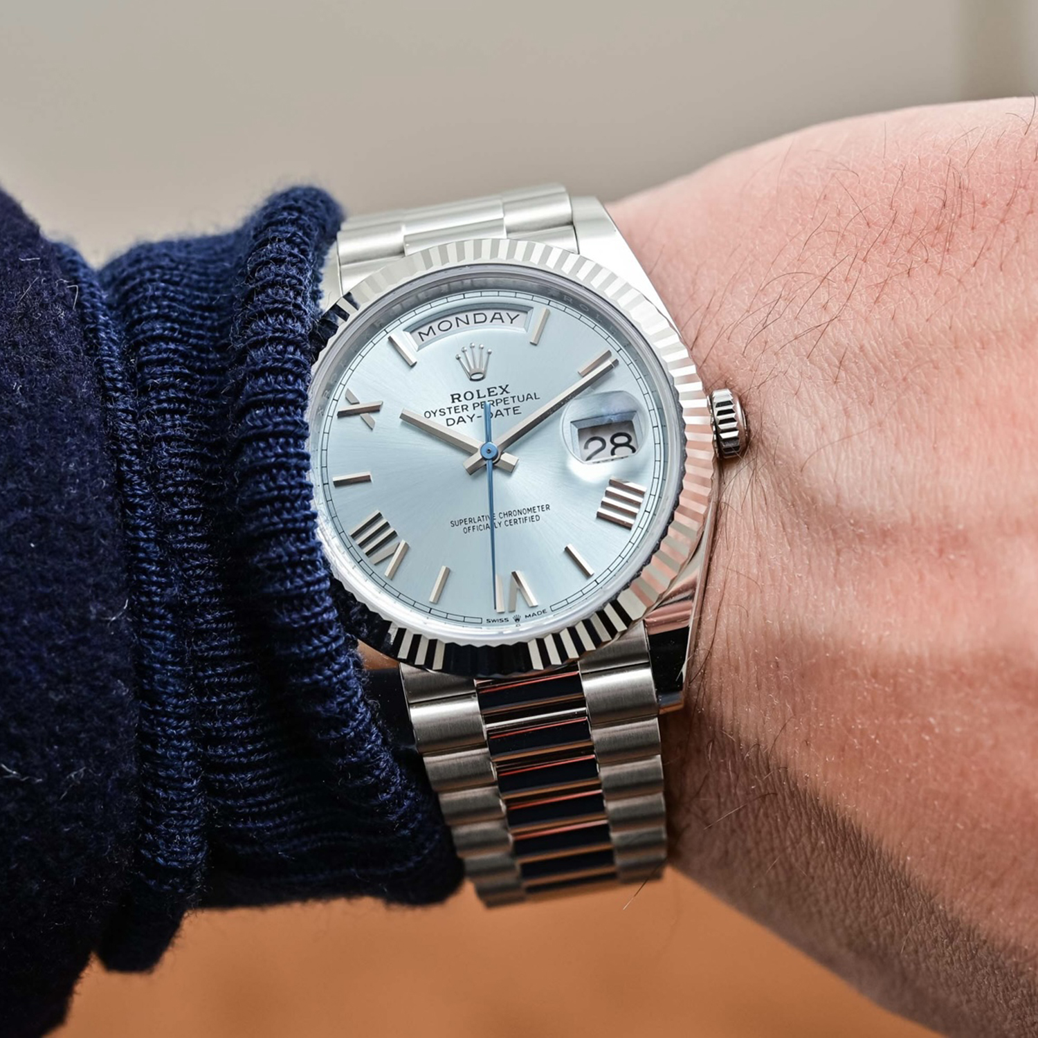 Rolex Oyster Perpetual Day-Date President 40mm in Platinum with Ice-Blue Dial Men's Watch 228236-0012 Unworn - LITELUX