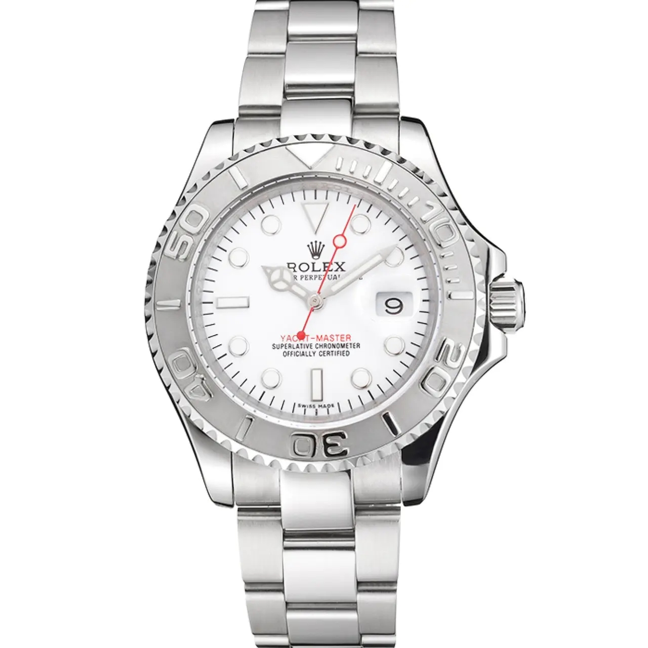 Rolex YACHT MASTER 1 PURE SILVER ( BLACK & WHITE DIAL ) STAINLESS STEEL 40MM - LITELUX