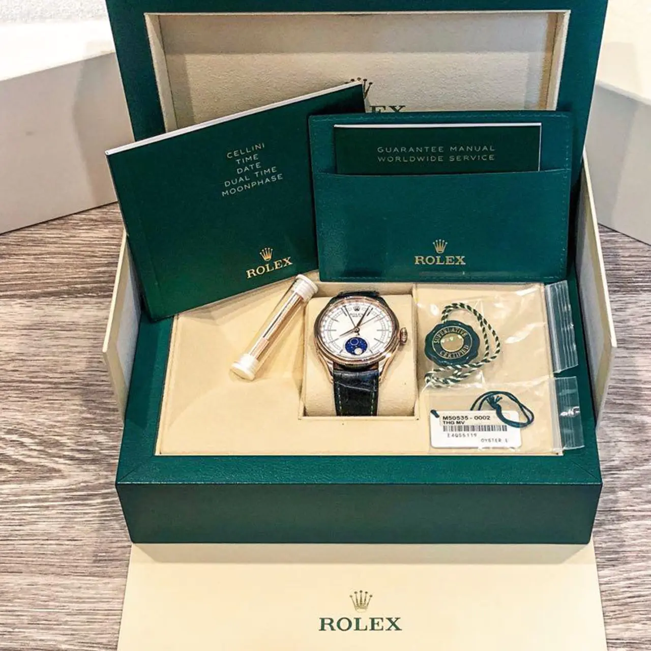 Rolex Cellini Moonphase White Dial Rose Gold 39mm Mens Watch 50535 Ne - LITELUX