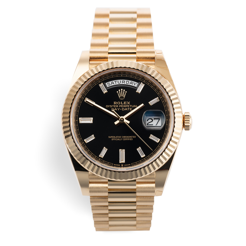 ROLEX 228238 DAY-DATE 40MM PRESIDENT 18K YELLOW GOLD SILVER ROMAN DIAL - LITELUX