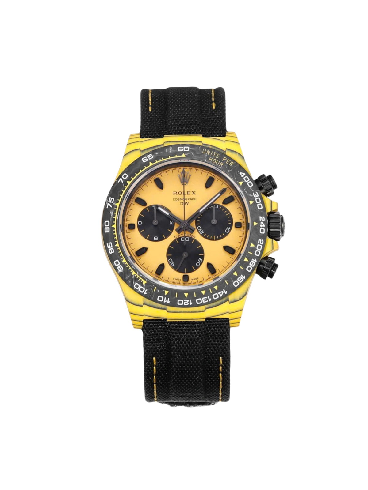 12A(Swiss movement)Rolex Cosmograph Daytona DIW Carbon Yellow “BUMBLEBEE” 40mm Replica 1:1 – Top Quality Version - LITELUX