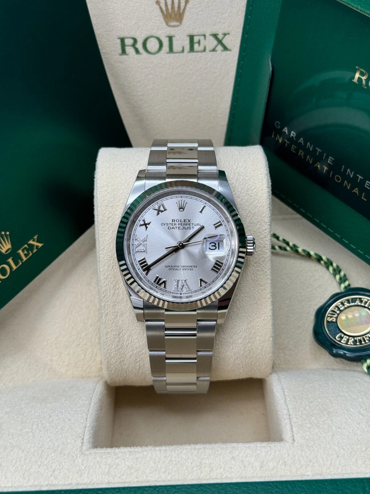 RLX Datejust 36mm 126234 White Roman Dial Oyster Stainless Steel Mens - LITELUX